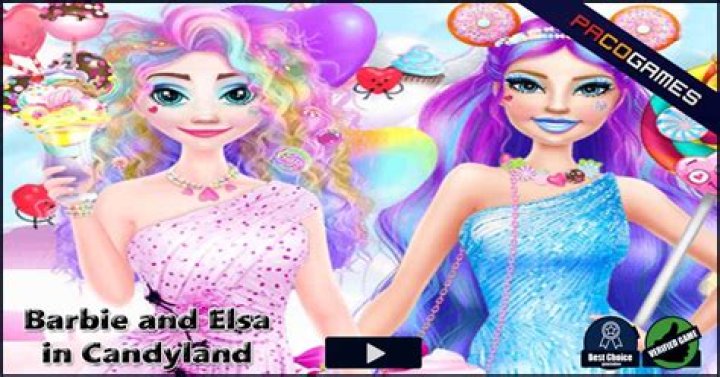 Barbie And Elsa In Candyland
