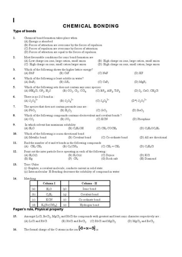 Chemical Bonding Quiz