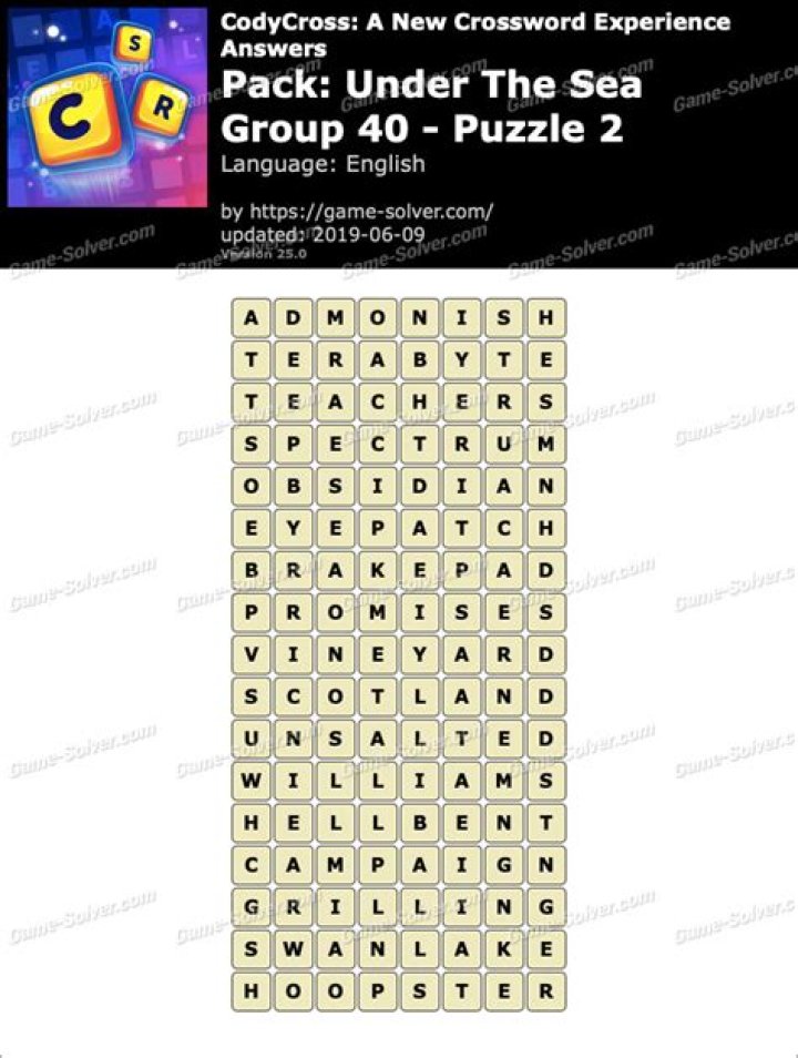 CodyCross Under the sea Group 26-Puzzle 4 Answers • Game Solver