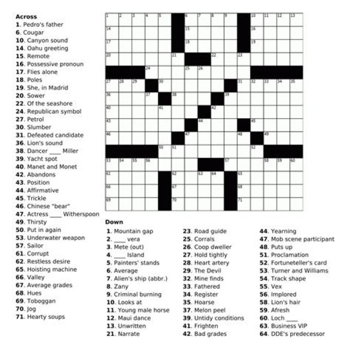 Dennis the Menace types Crossword Clue