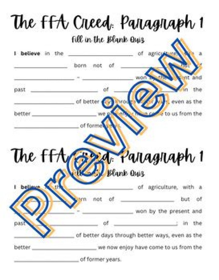 FFA Creed Paragraph 3 Quiz 1