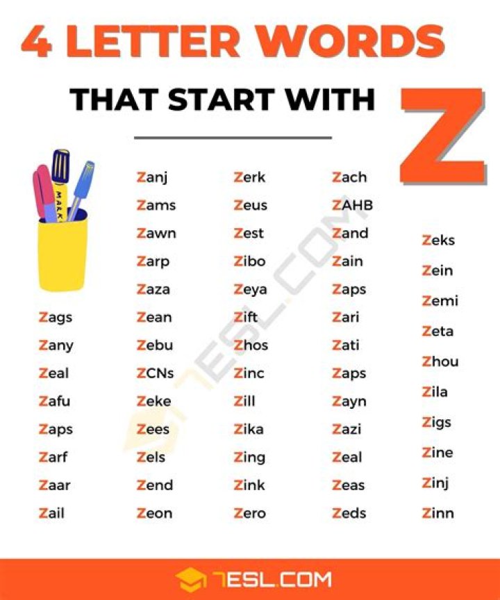 List of 4 Letter Words Starting With 'zi'