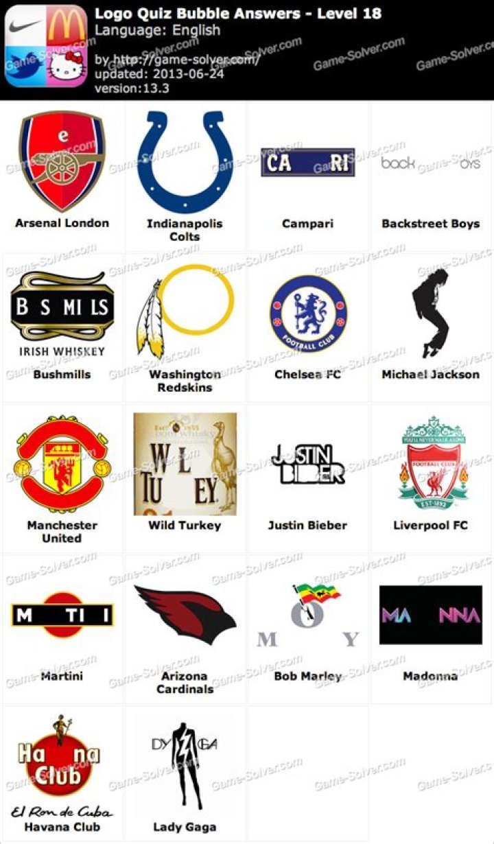 Logo Quiz By Bubble Answers Level 18 • Game Solver