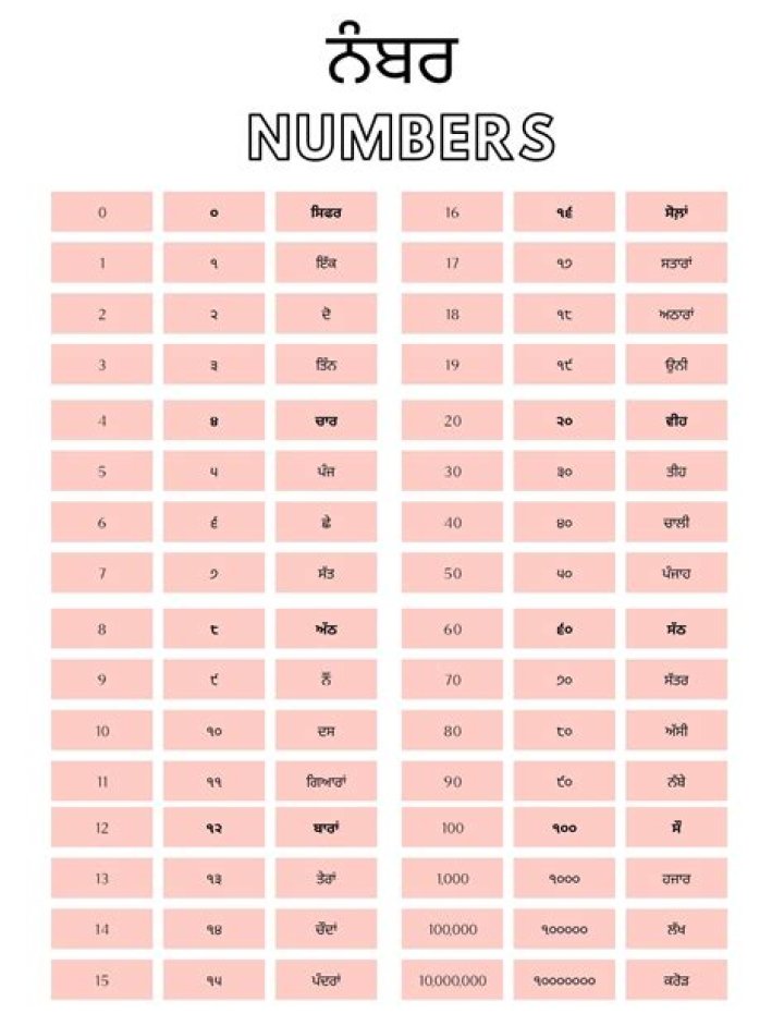 Match words with Punjabi Numbers [STAGE 1] Quiz