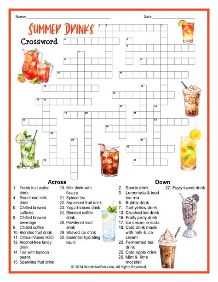 Minty drink Crossword Clue and Answer