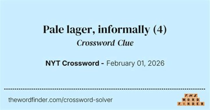 Pale lager, informally Crossword Clue
