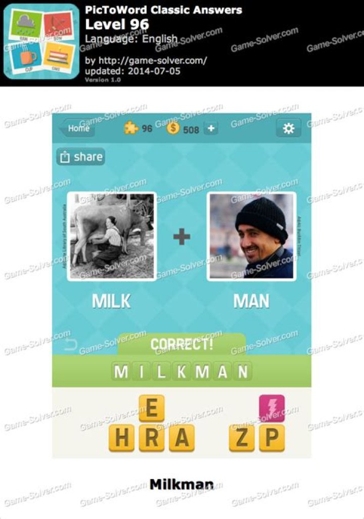 PicToWord Classic Level 96 • Game Solver