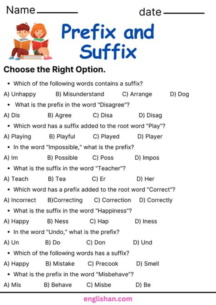 Prefix/Suffix #1 Quiz