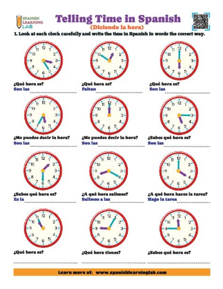 Telling time in spanish Quiz