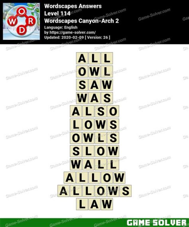 Wordscapes Canyon-Arch 2 Answers • Game Solver